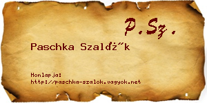 Paschka Szalók névjegykártya